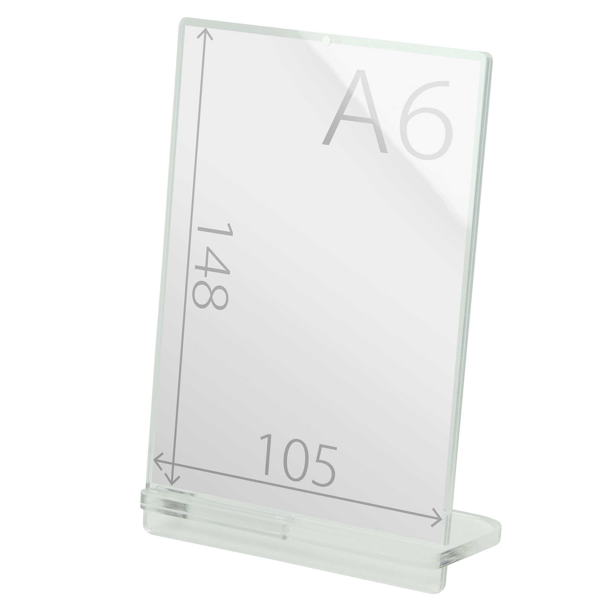 POPスタンド A６  縦 クリア サイズ入り 拡大