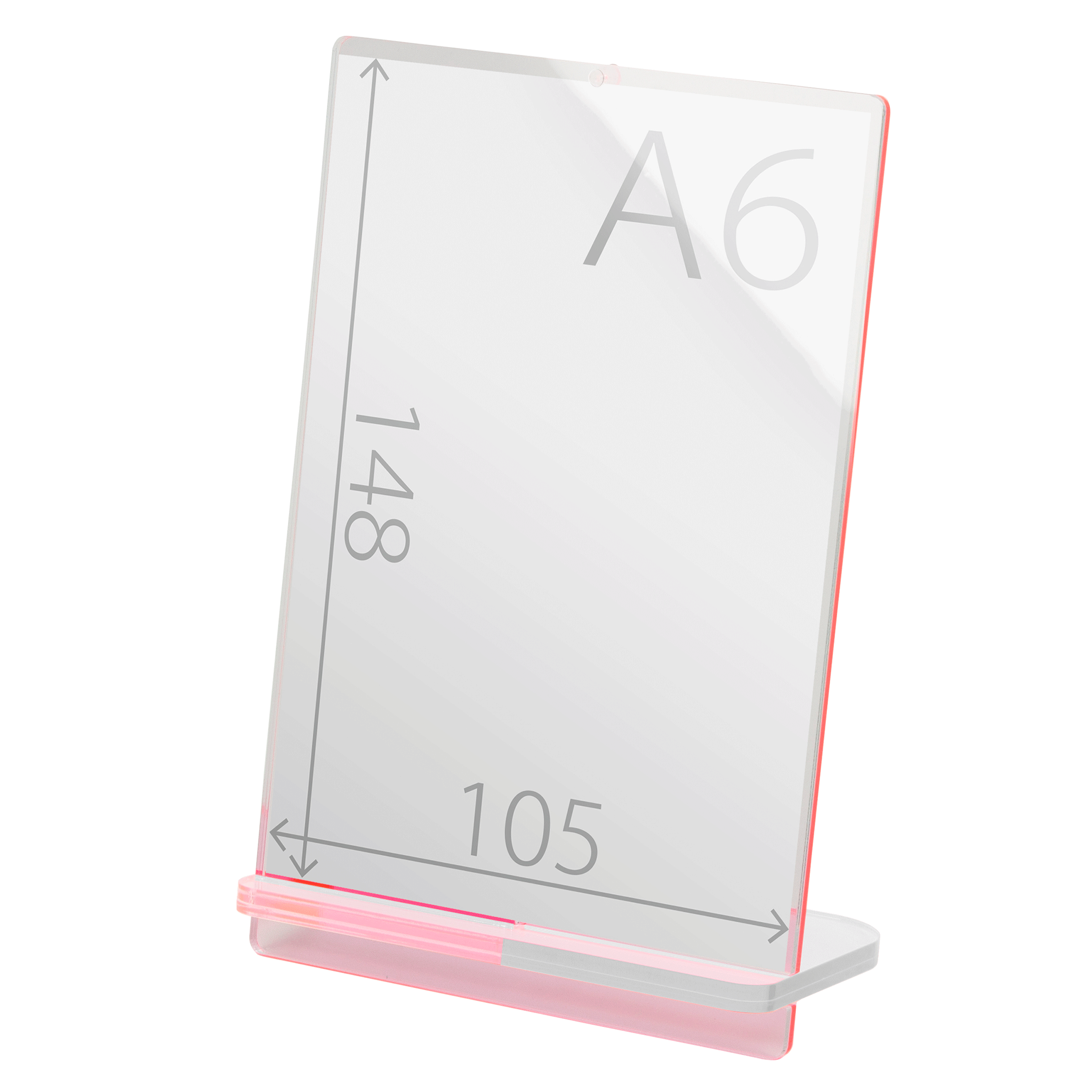 POPスタンド A６  縦 蛍光ピンク サイズ入り 拡大