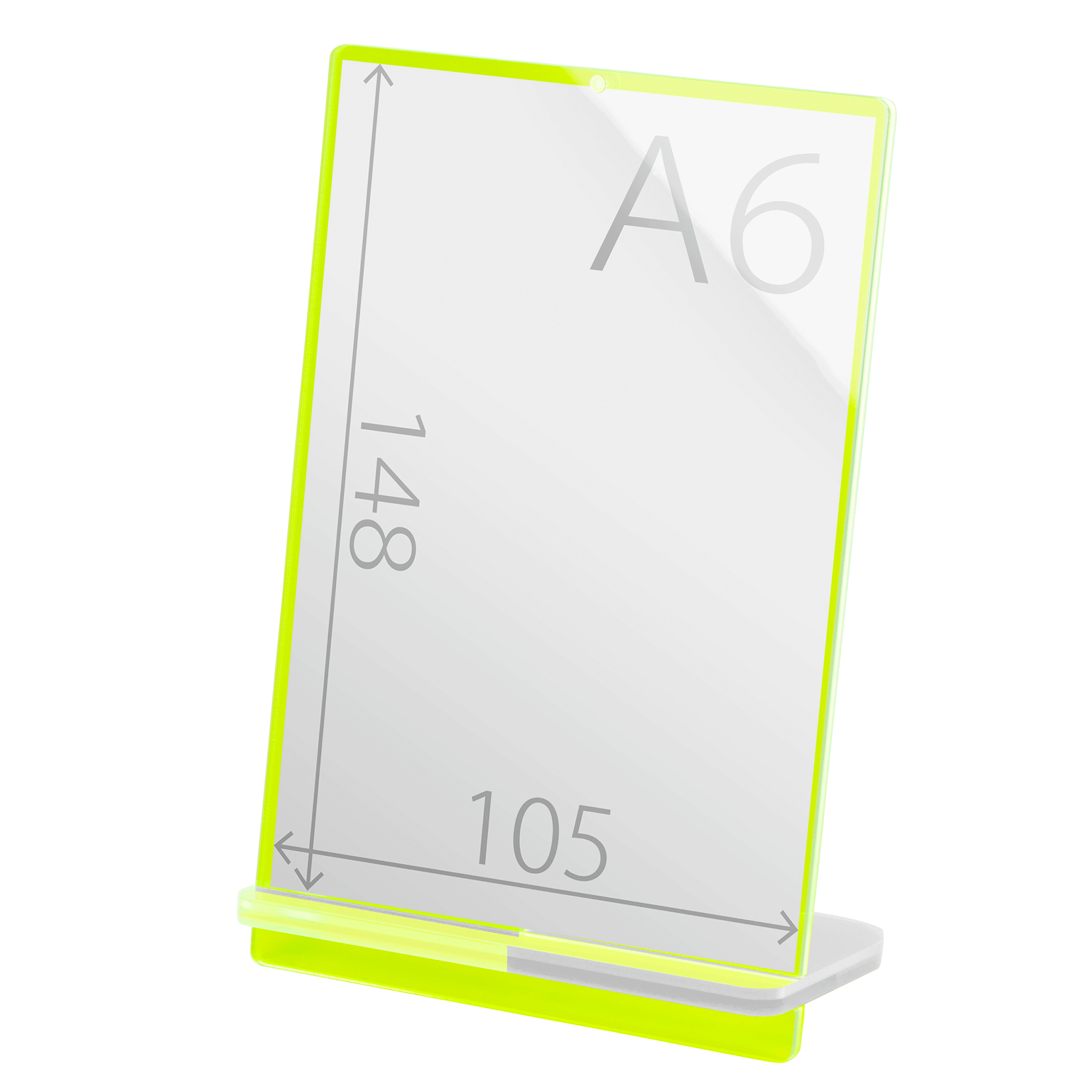 POPスタンド A６  縦 蛍光グリーン サイズ入り 拡大