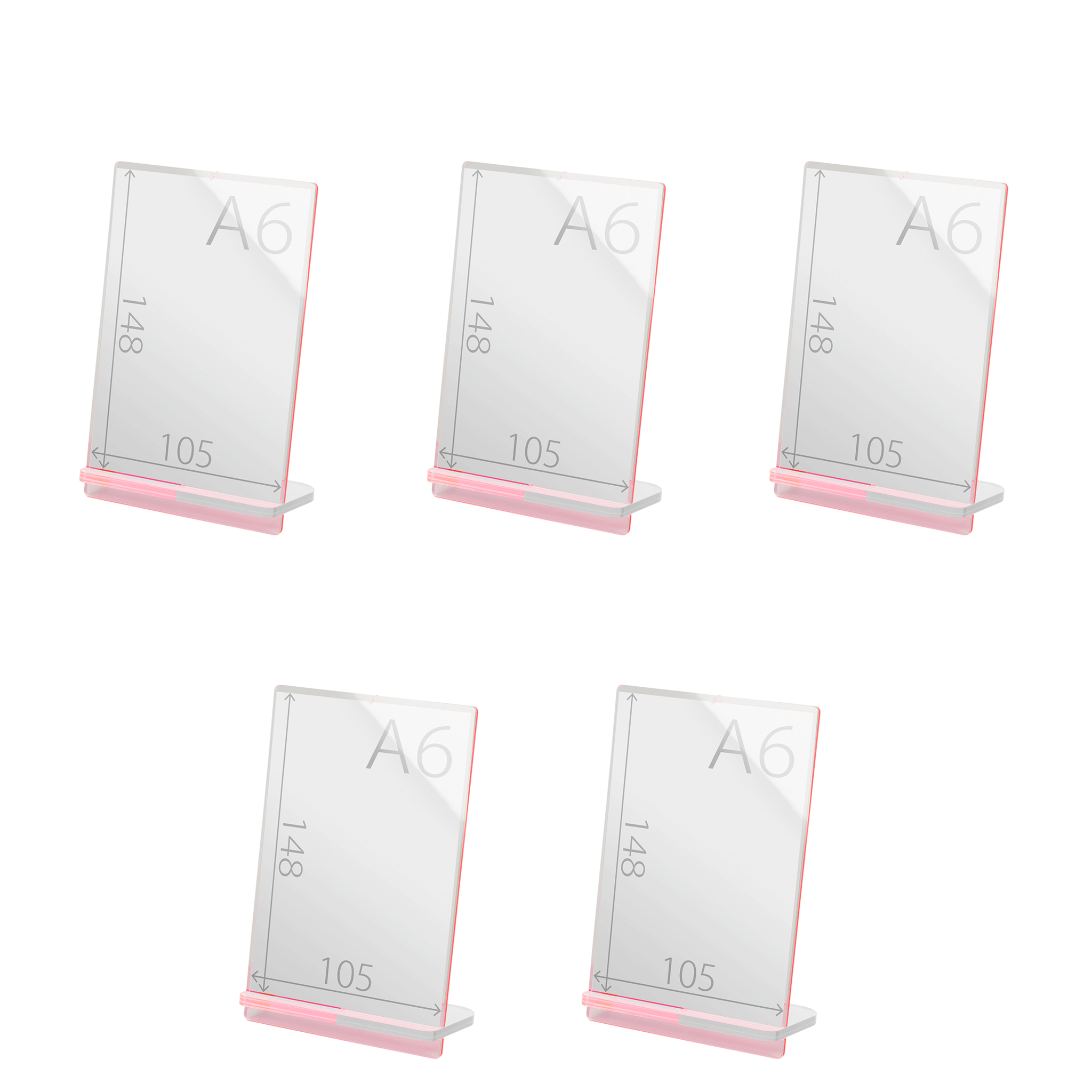 POPスタンド A６  縦 蛍光ピンク サイズ入り　５個セット