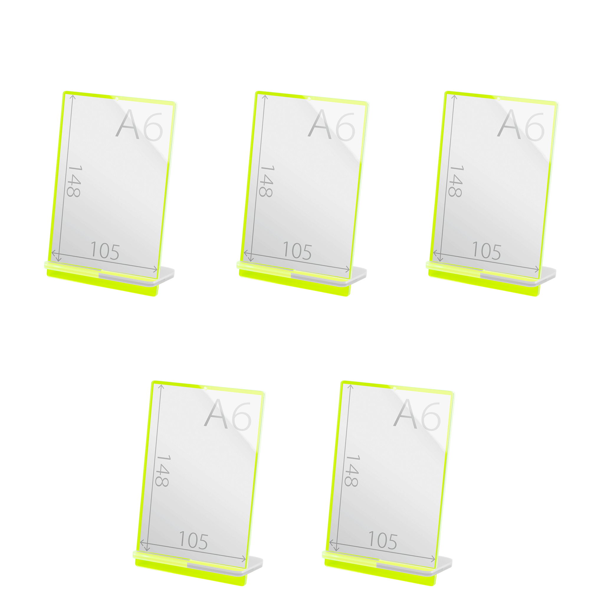 POPスタンド A６  縦 蛍光グリーン サイズ入り　５個セット
