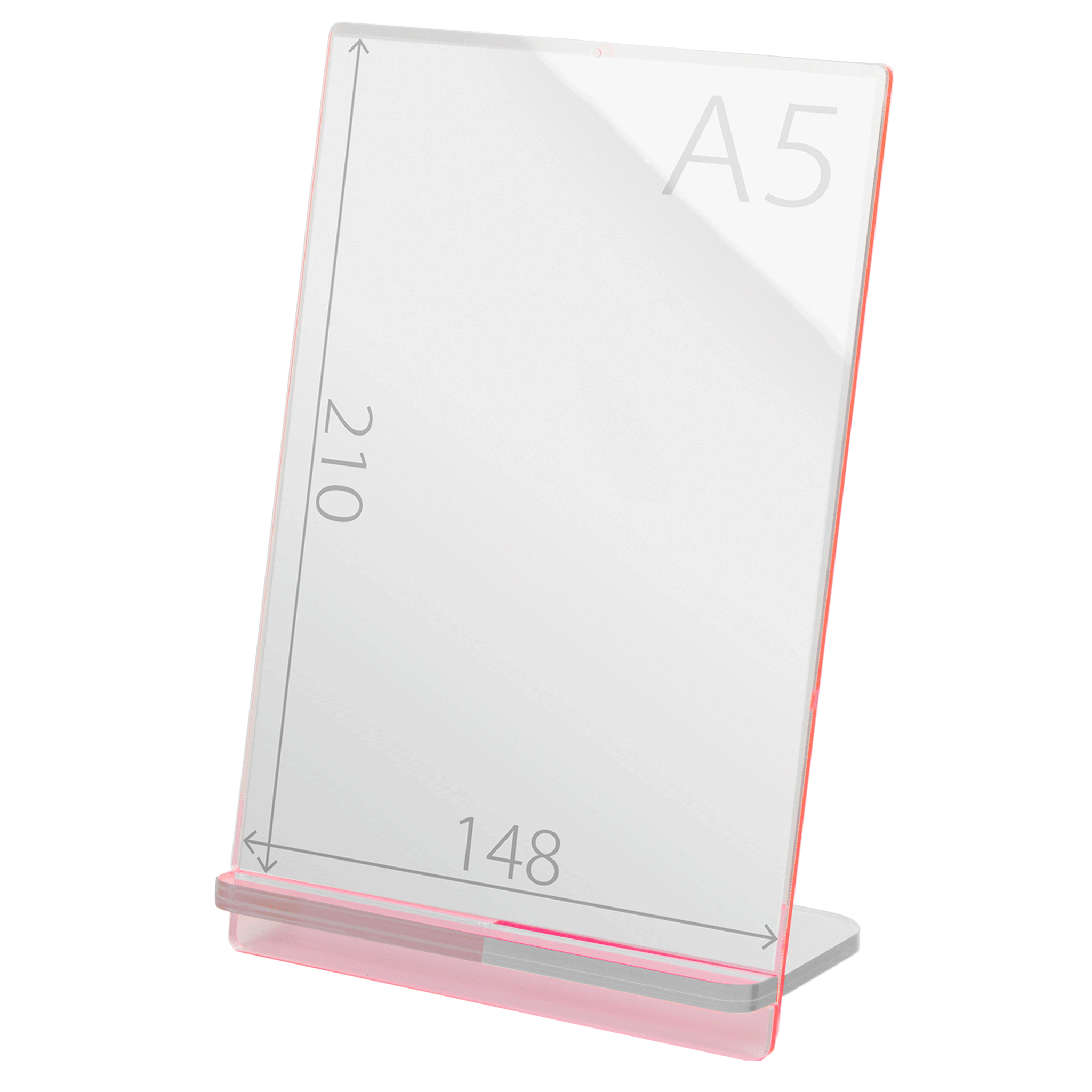 POPスタンド A５  縦 蛍光ピンク サイズ入り　拡大