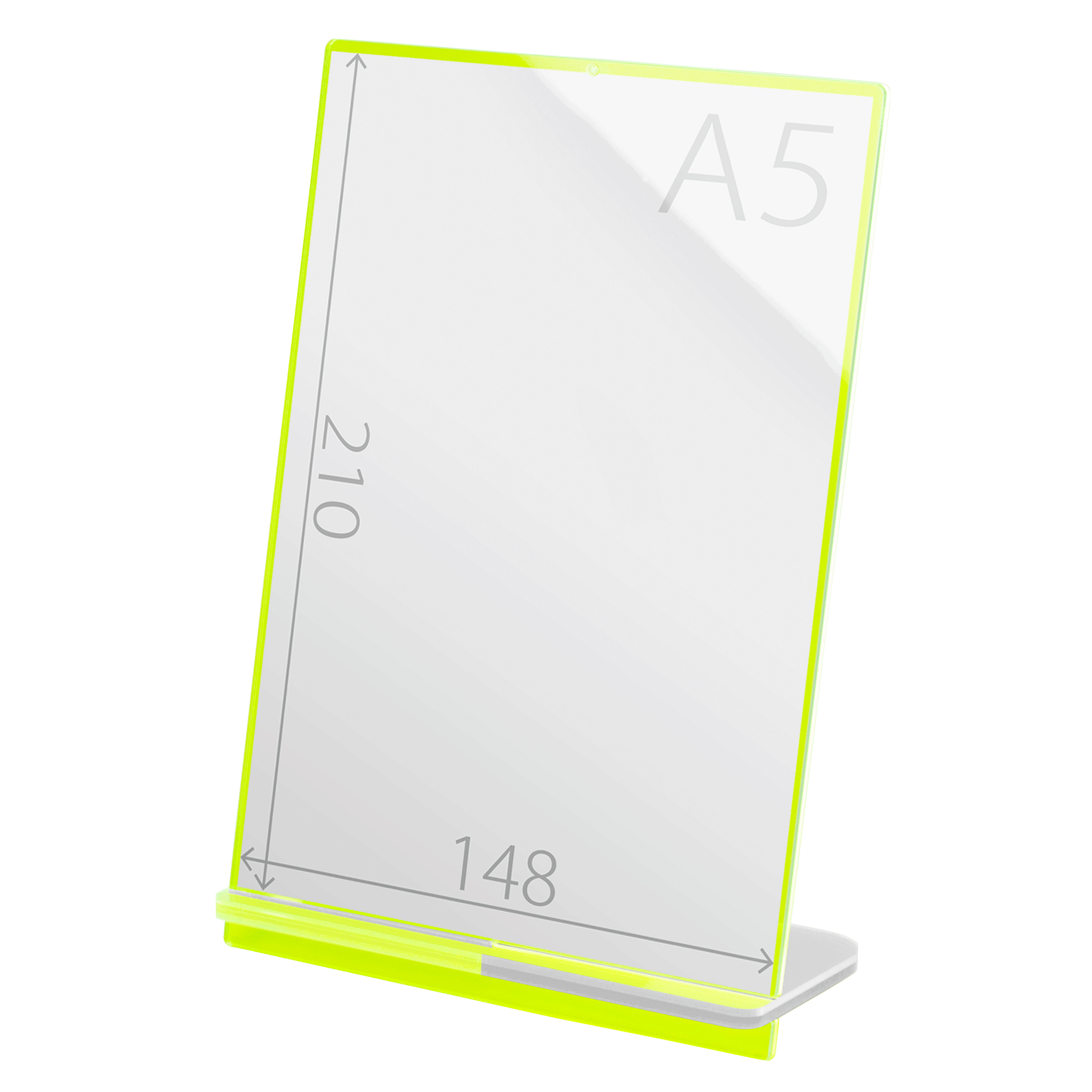 POPスタンド A５  縦 蛍光グリーン サイズ入り 拡大