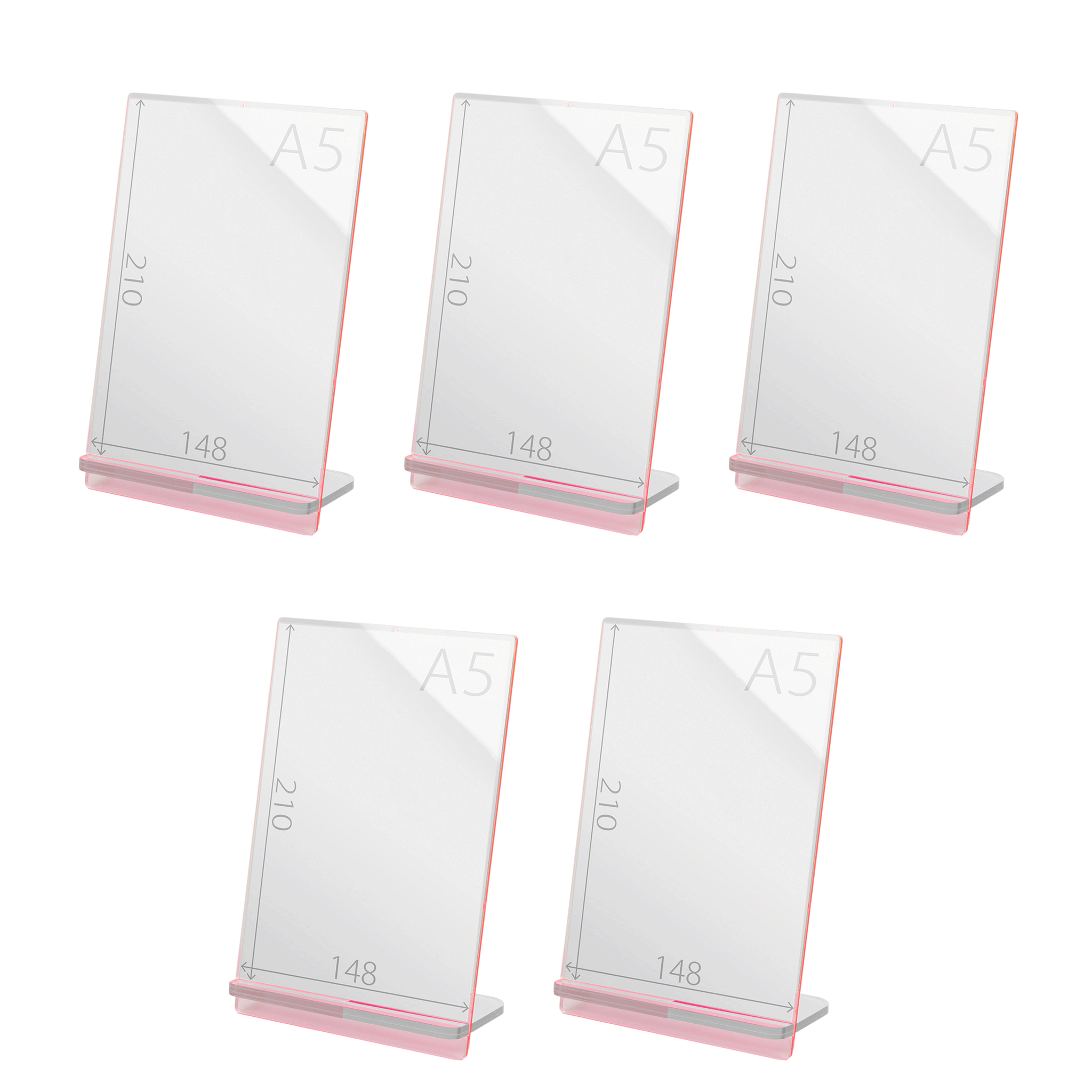POPスタンド A５  縦 蛍光ピンク サイズ入り ５個入り