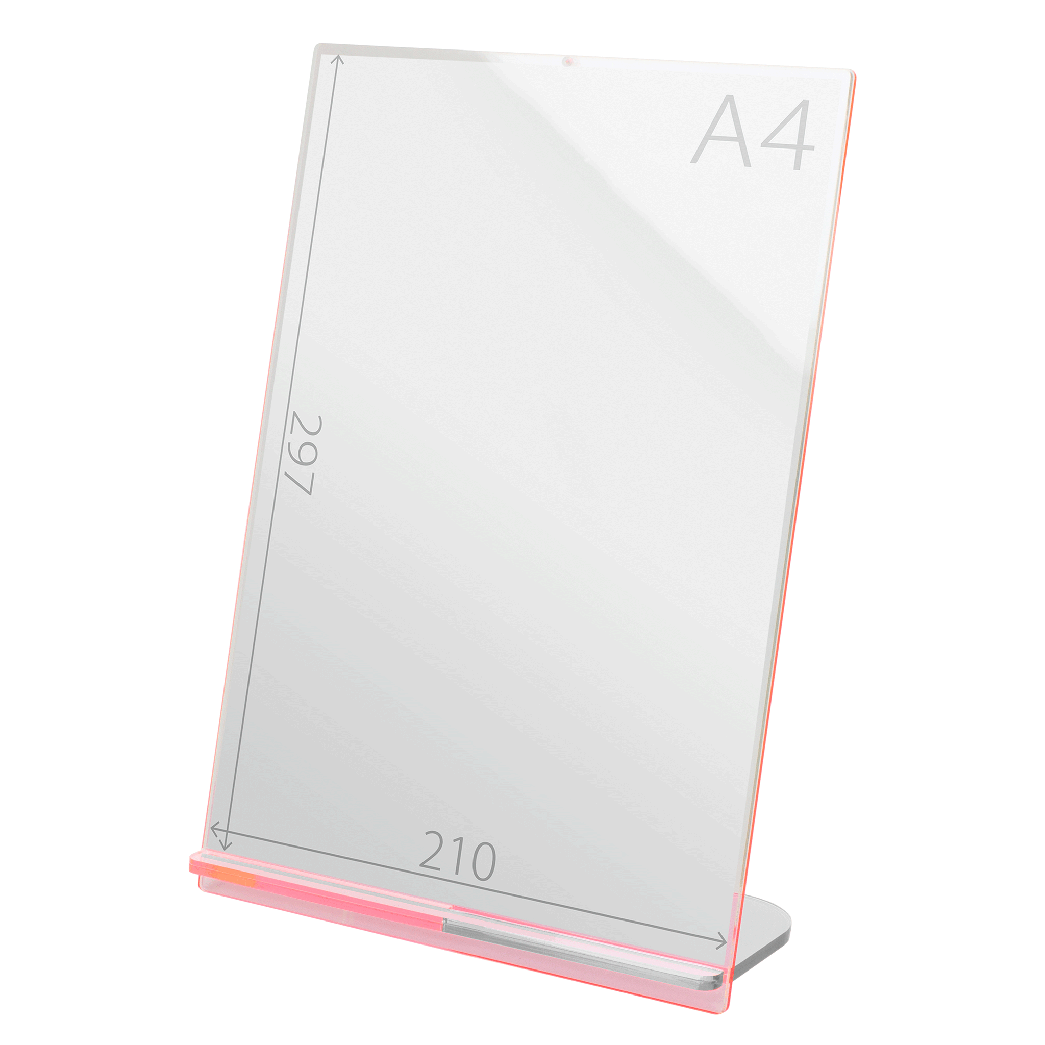 POPスタンド A４  縦 蛍光ピンク サイズ入り 拡大